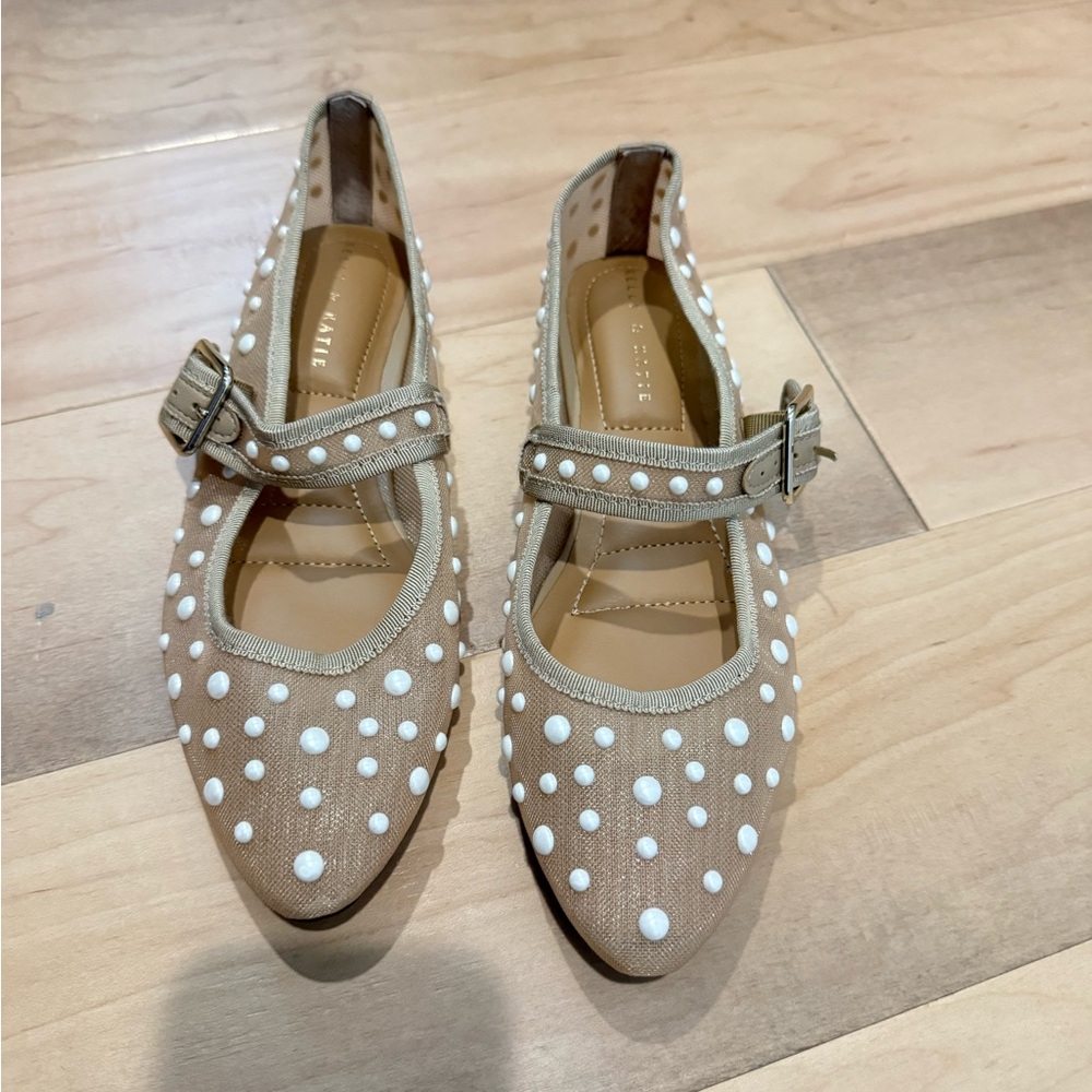 Kelly & Katie Beige Flats with White Polka Dots